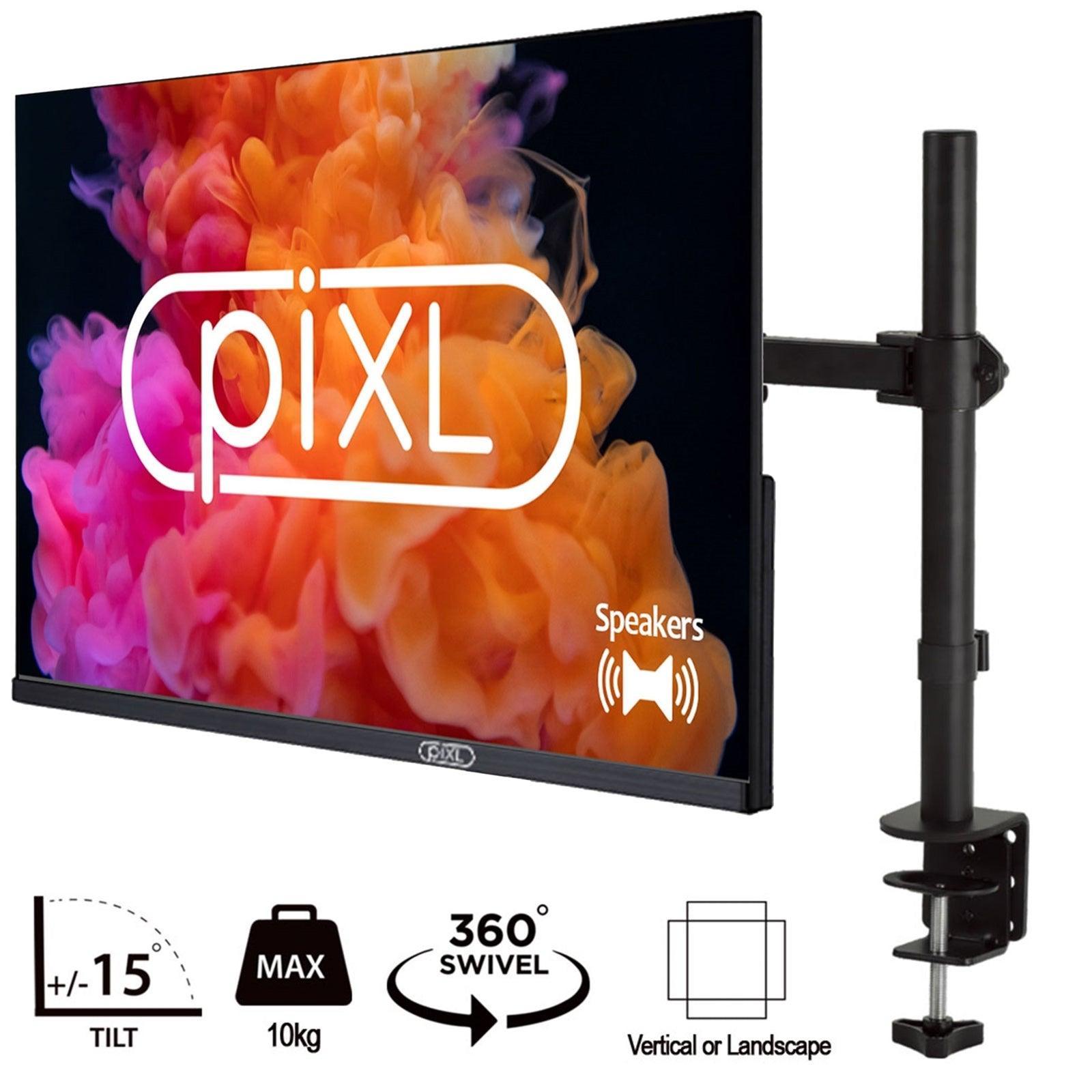piXL PXD24VH 24 Inch Frameless Monitor with Speakers and 1 x half price piXL Single Monitor Arm Bundle-PCR Business Solutions Ltd